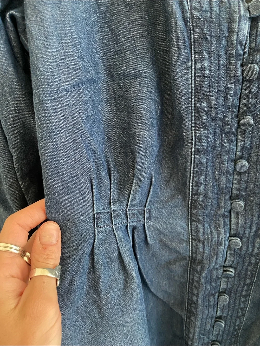 🌼 NWOT Madewell Indigo Blue Button-Front Denim Dress size 2 Cottagecore - Picture 8 of 11